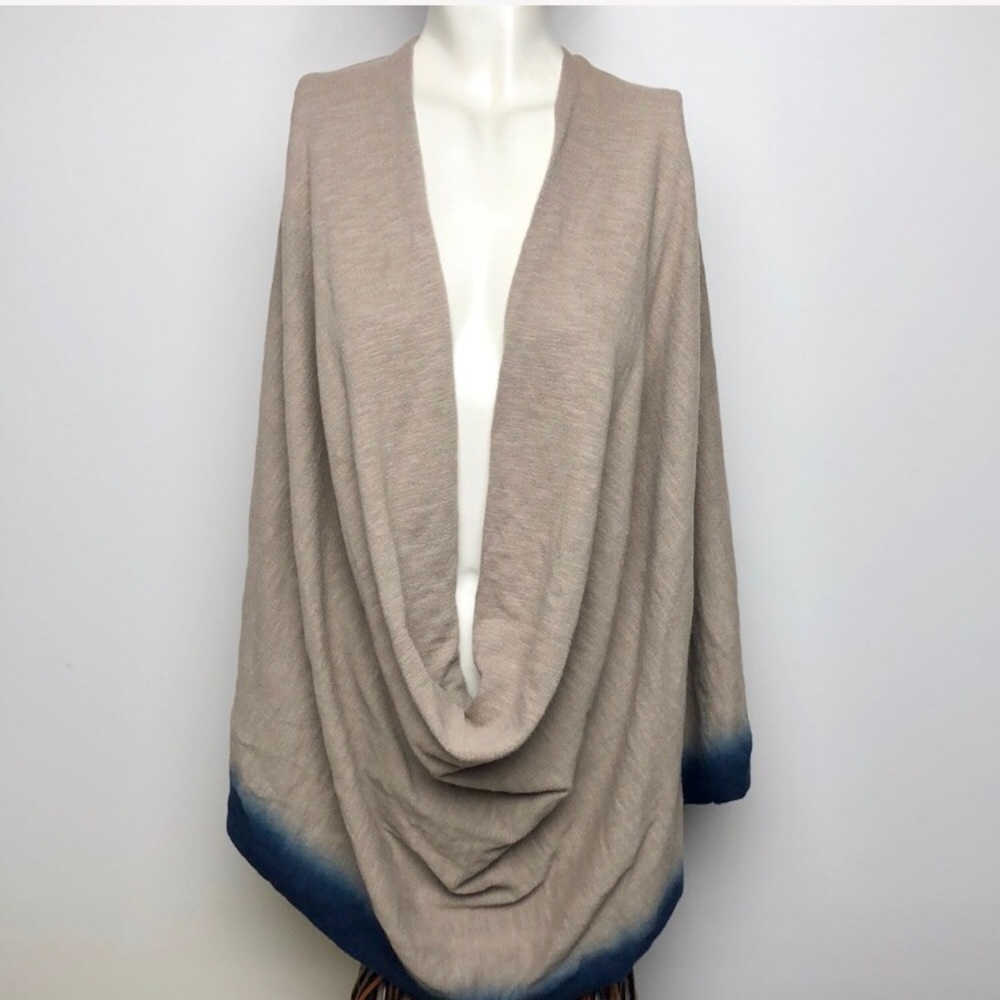 Anthropologie Moth Brown Blue Ombre Shrug Poncho Convertible Sweater Size S/M